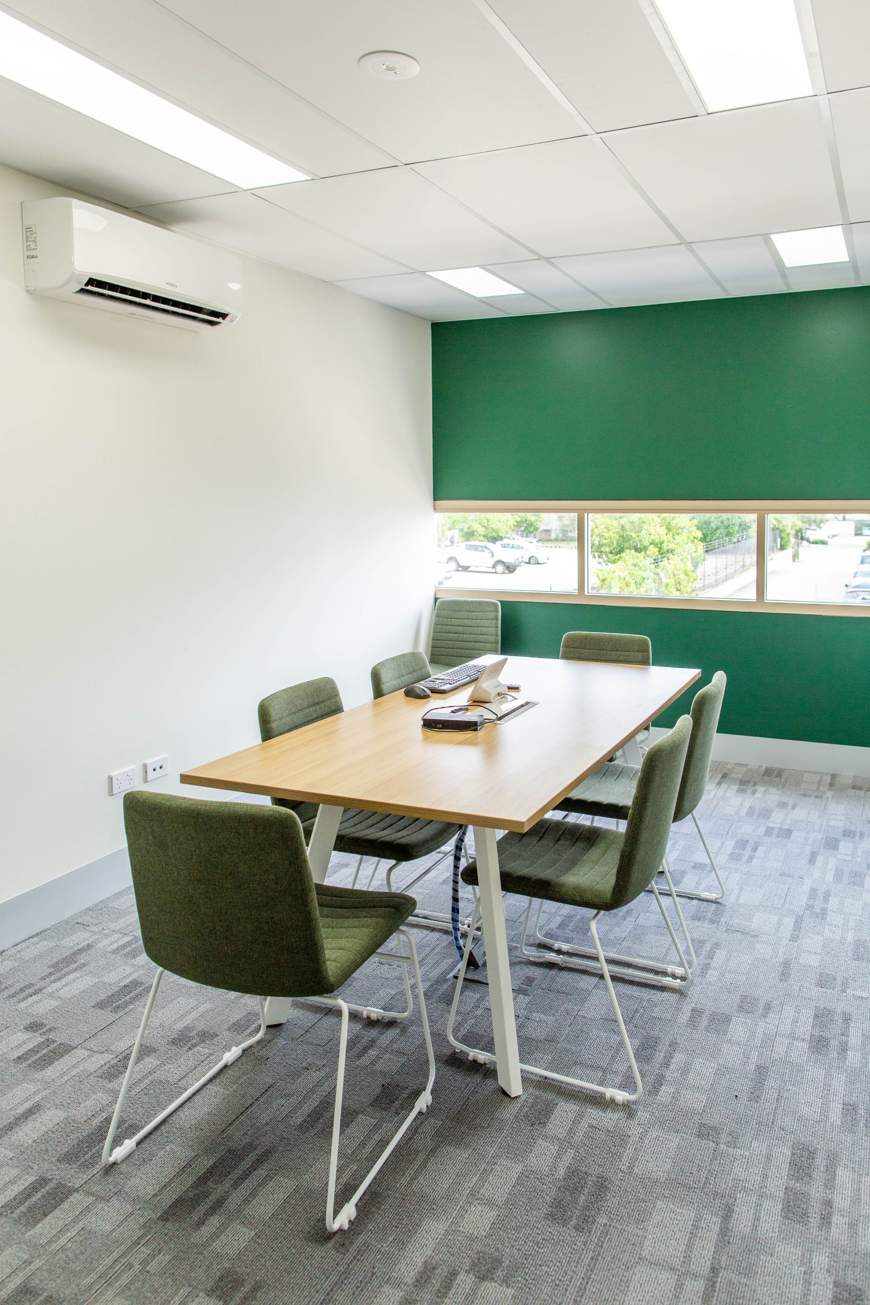 A photo taken of the new 4TEL Warabrook Warehouse office fitout, completed by North Construction