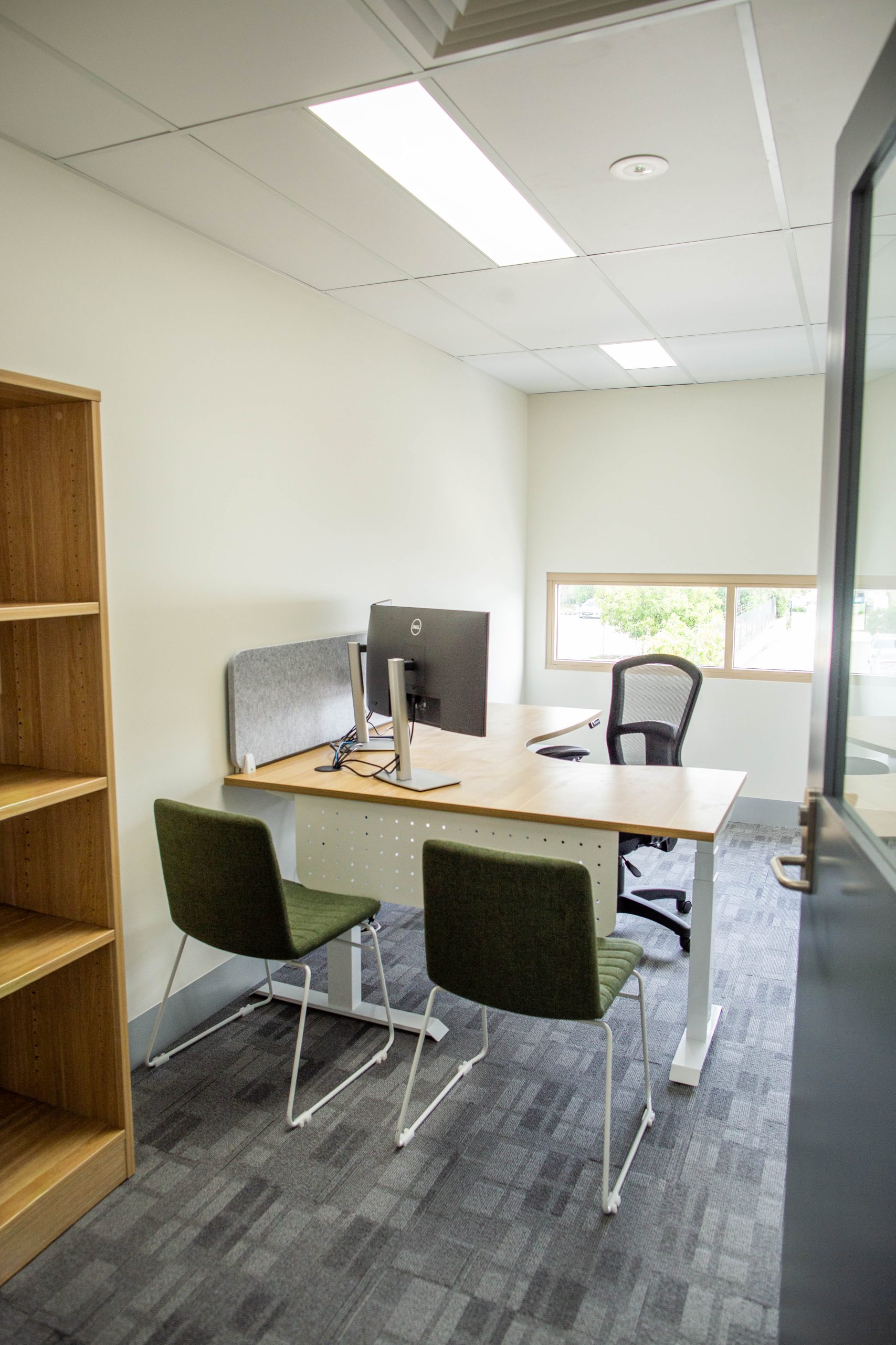 A photo taken of the new 4TEL Warabrook Warehouse office fitout, completed by North Construction