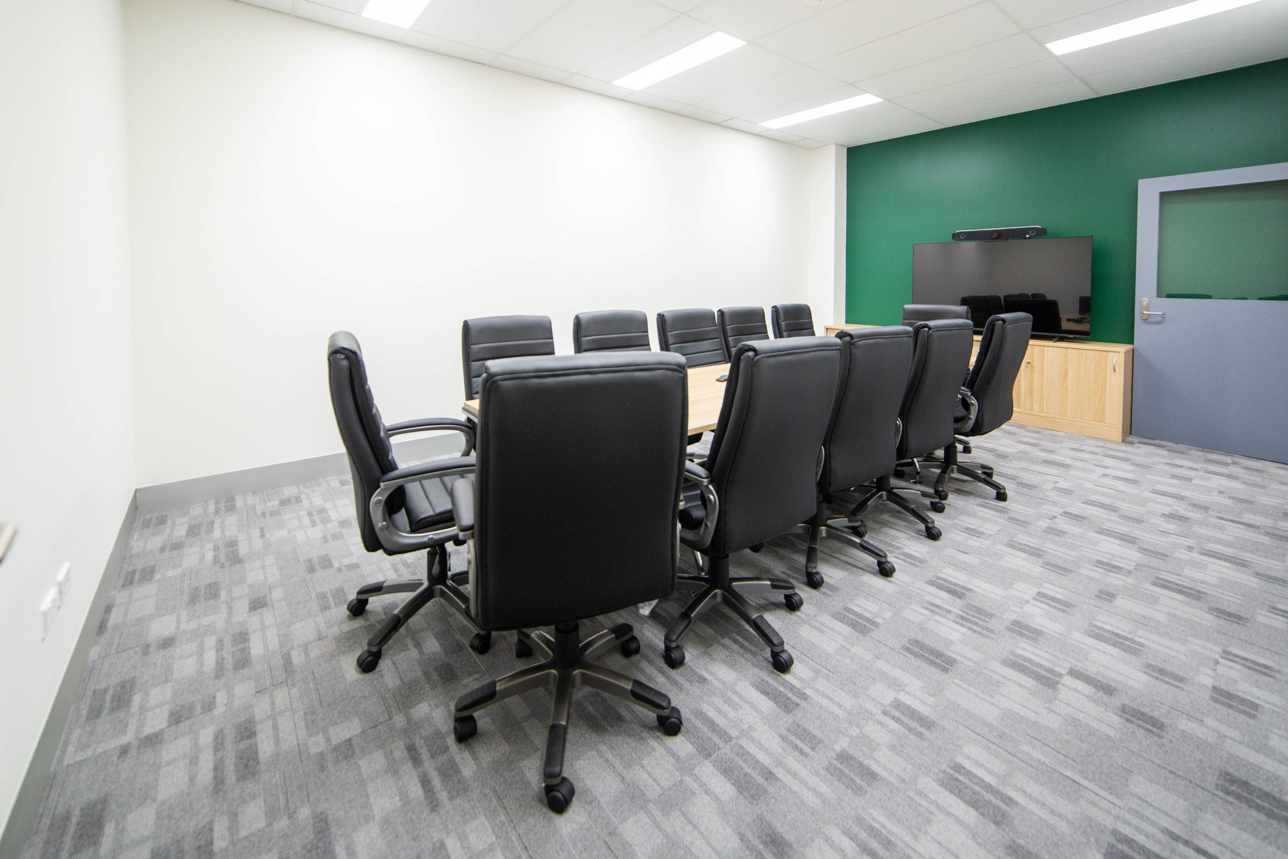 A photo taken of the new 4TEL Warabrook Warehouse office fitout, completed by North Construction