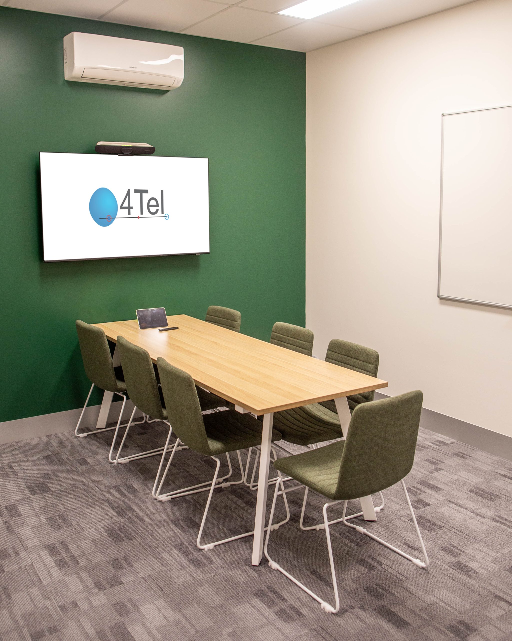 A photo taken of the new 4TEL Warabrook Warehouse office fitout, completed by North Construction