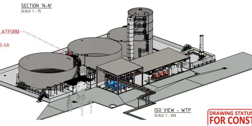 A photo of the Sanitarium wastewater treatment plant plans